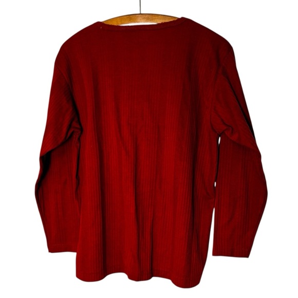 CHIC Burnt Orange Rust Long Sleeve Green Floral Geometric Embroidered Top No Tag - Picture 2 of 11